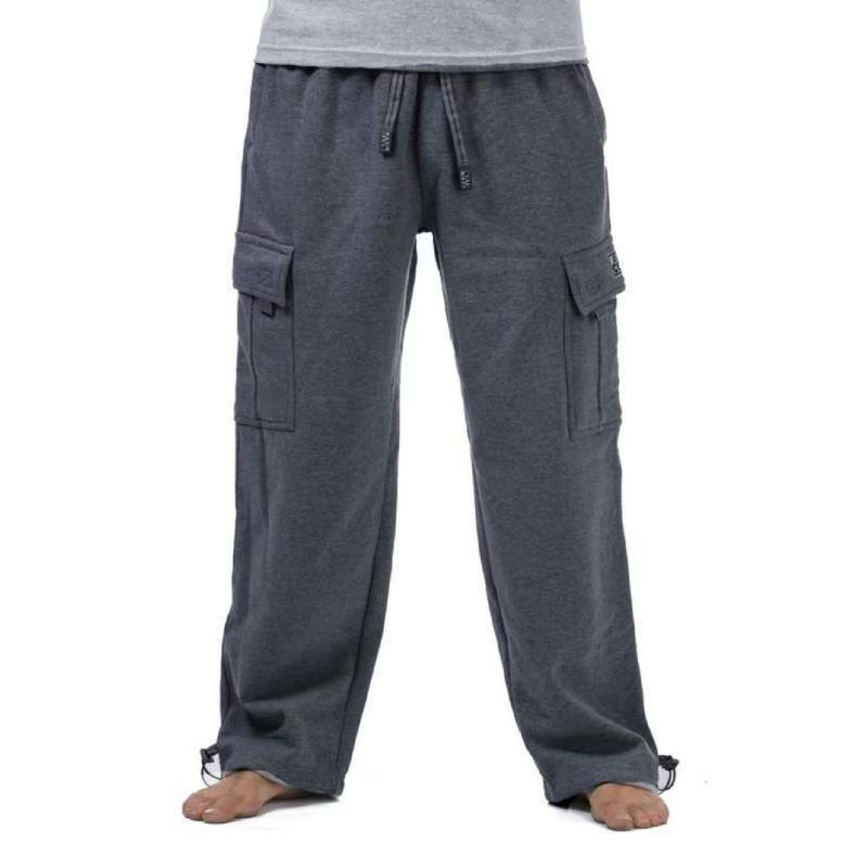 Men's Heavyweight Cargo Sweatpants Cargo Pants 6 Pockets Casual Fleece Pants Hip-Hop Harlan Style Loose Elastic Waistband Tall Comfortable Simple Style short Stretch Techwear plain button pocket cargo pant