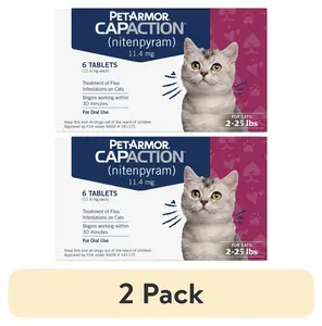 (2 Pack)  CAPACTION Fast-Acting Oral Flea Treatment for Cats 2-25 Lbs, 6 Count, 11.4 Mg