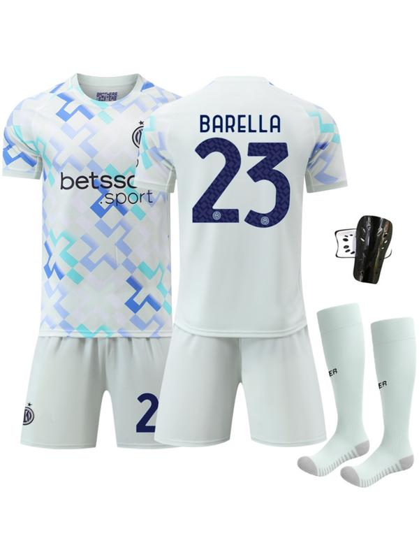 2526 New Inter Milan Away Football Kit, No. 9 Thuram, No. 23 Barella, No. 10 Lautaro, White Set Jersey