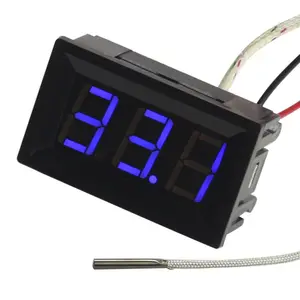 -30-800 Degree Centigrade Digital Temperature Meter Blue LED Display K-Type Thermocouple Temp Sensor 2-Wires Reverse Polarity Protection with Black Case