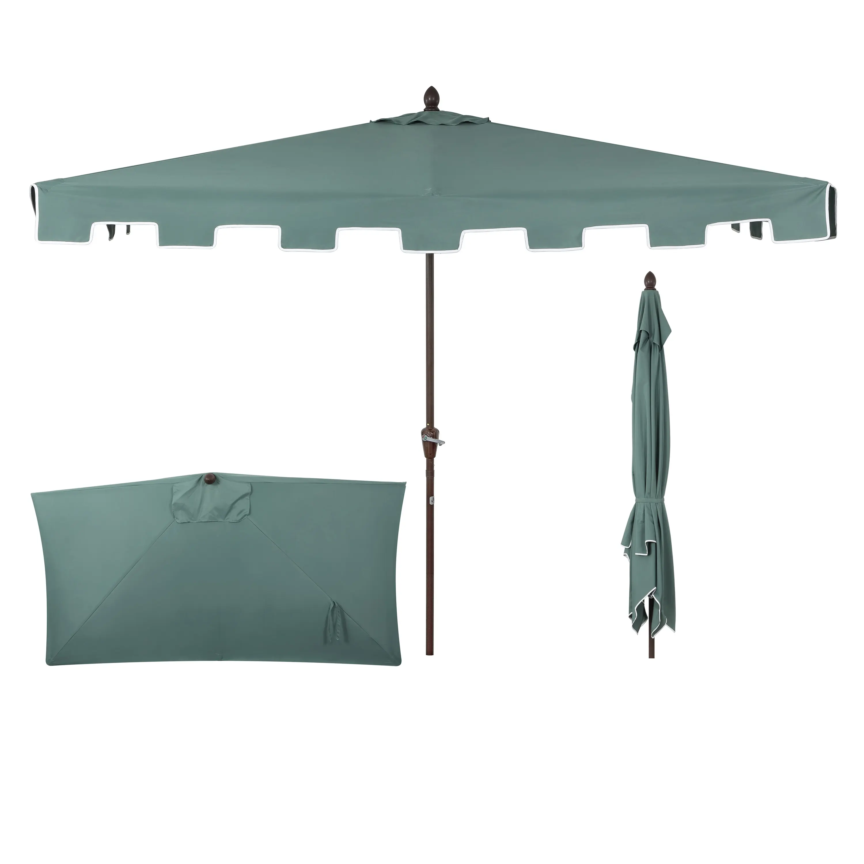JONATHAN Y Sidney 9 ft. Classic MidCentury Rectangular Half Market Patio Umbrella with Crank, Wind Vent and UV Protection  windproof