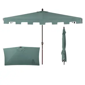 JONATHAN Y Sidney 9 ft. Classic MidCentury Rectangular Half Market Patio Umbrella with Crank, Wind Vent and UV Protection  windproof