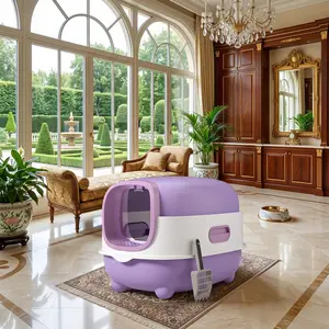 Odor Control Cat Litter Box, Fully Enclosed with Privacy Door, Removable Parts, Anti-Splash, for Big Cats
