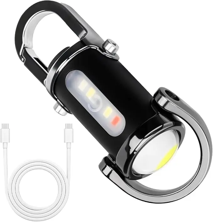 Keychain Flashlights Rechargeable, 800 Lumens EDC Mini Flashlights, COB Keychain Work Light Flashlights 7 Light Modes, Bright Mini Keychain Light for Walking, Searching and Hiking(White)