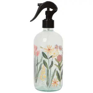 Bees & Blooms 16 oz Refillable Reusable Glass Spray Bottle - Glass Body for Household Use, Refillable Design, Reusable Glass Bottles