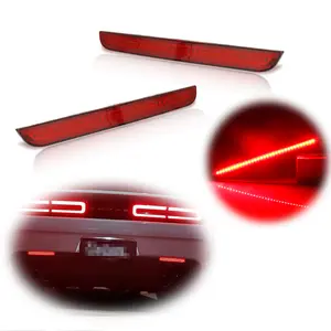 2pcs Red Lens Red LED Rear Bumper Reflector Lights for 2015 2016 2017 2018 2019 2020 2021 2022 Dodge Challenger,Replace OEM 68211188AA,68211189AA