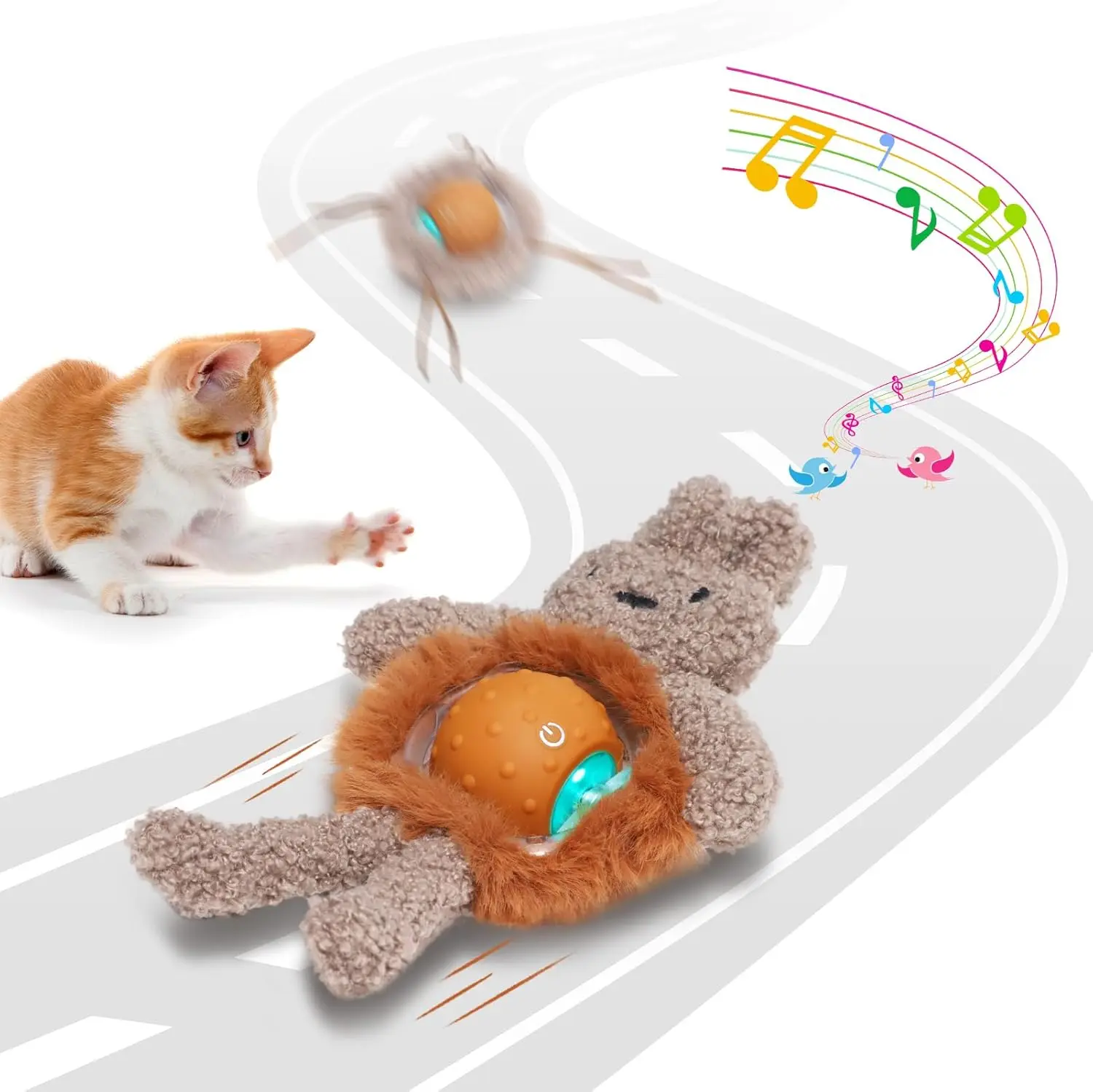 TxfnY Cat&Dog Toy, Interactive Cat Toys Ball for Indoor Cats Fast Rolling on Carpet, Chirping & Motion Activate Cat Toys with USB Rechargeable, Anti-Depression Fun Gift for Cats&Dogs