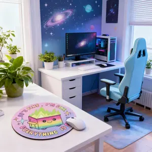 Colorful I'm Good Design Round Gaming Mouse Pad, Anti-Slip Rubber Edges, Waterproof Small Size, Ideal for Laptop, Desktop, Home Use, Non Slip Mousepad