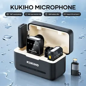 DealsForYouDays！KUKIHO Wireless Lavalier Microphone for iPhone iPad Android With Charging Case Audio Smartphone