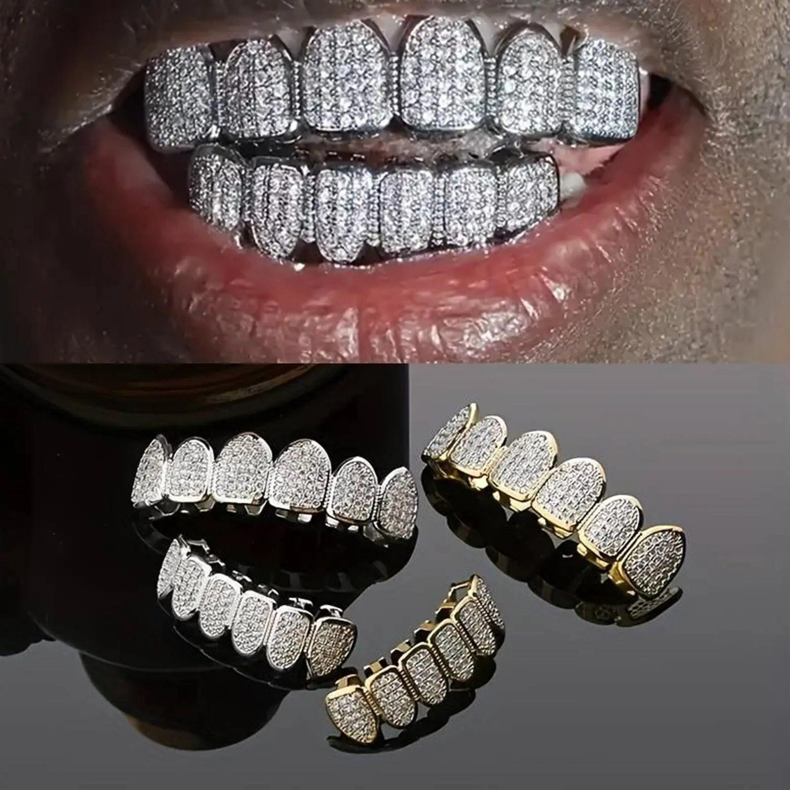 SOLID GOLDEN NATURAL DIAMOND GRILLZ NICE