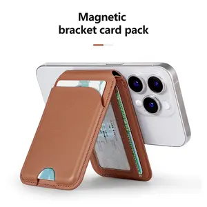 VTLASK Magnetic Wallet with Adjustable Stand for iPhone 16/15/14/13/12 Series - Durable Leather Card Holder & Kickstand for Cellphone MKB002-Black