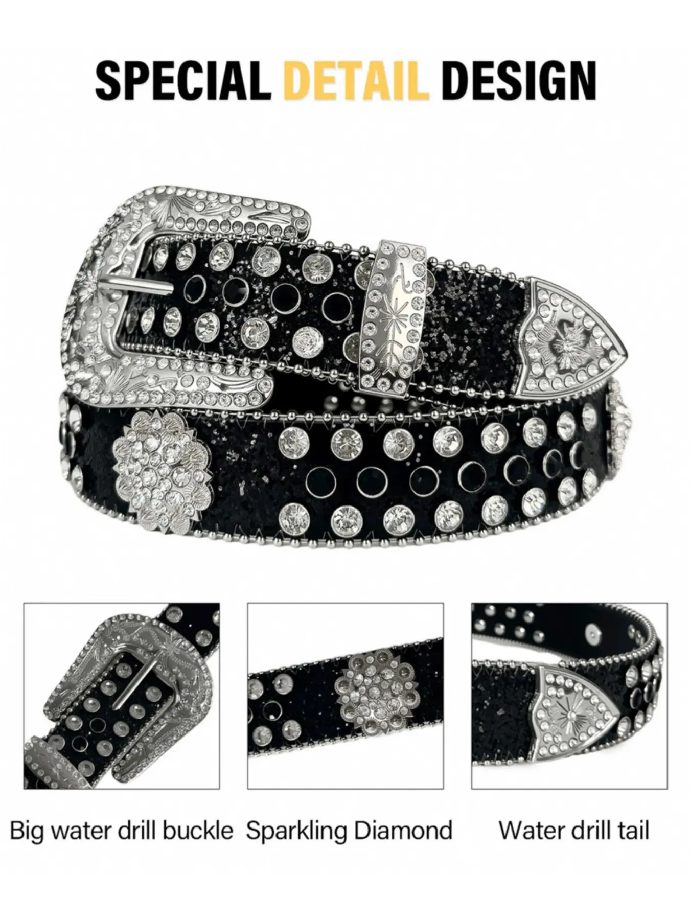 New Rhinestone Buckle Belt, Rhinestone Decor Belt, Versatile Sparkling Waistband, Fashionable Denim Jeans Accessory, Punk Style Trend, Spring Summer Essential, Decorative Belt