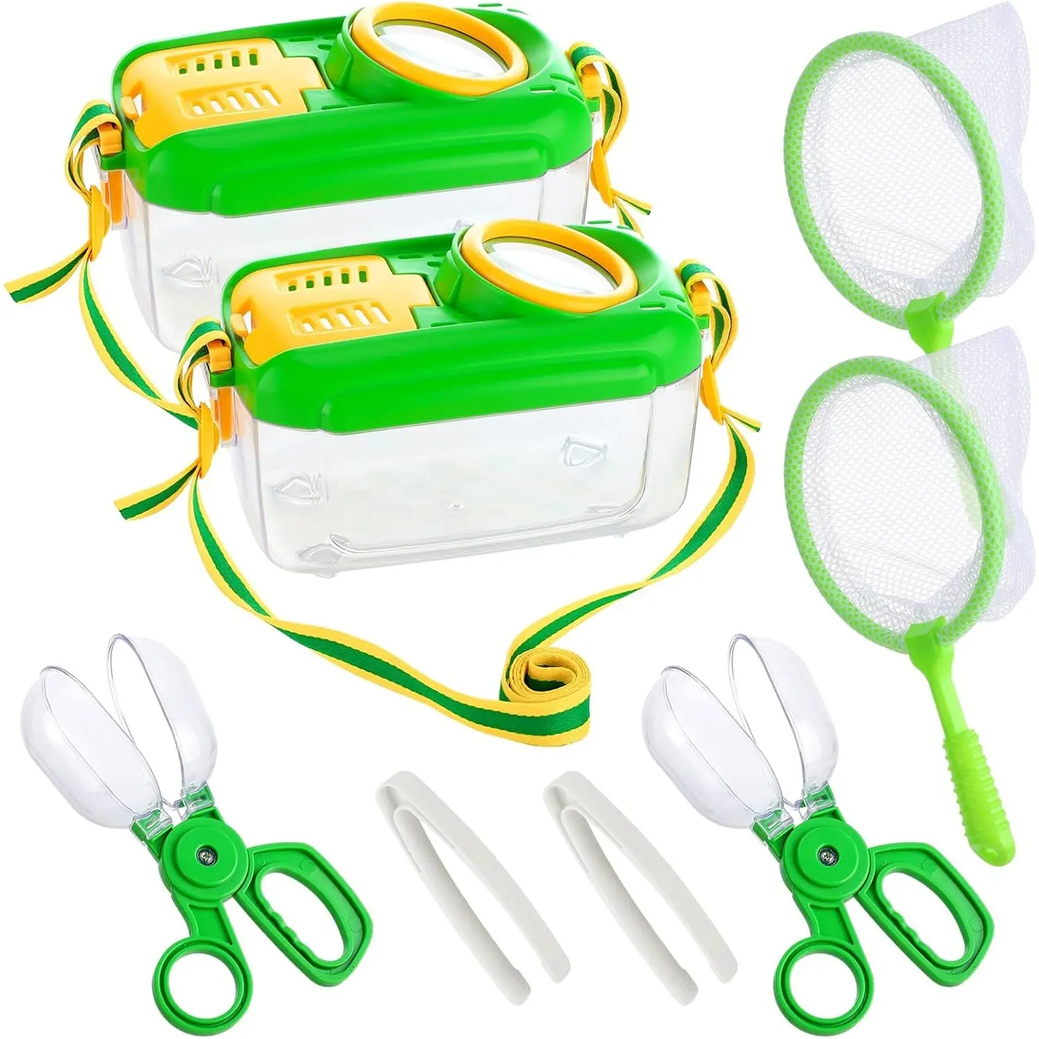 2-Sets Sturdy Bug Catcher Kit with Collector Butterfly Net, Tweezer, Insect Safe Capture Habitat, Circular Magnifying Glass, Adjustable Straps - 6.1x3.35x3.74in Teen Outdoor Explorer Gift, Home Improvement, Outdoor, Safe for Small Animals