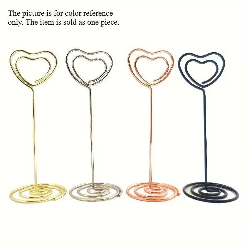 Heart-Shaped Cute Table Number Holder, Wedding Table Seating Card Clip, Photo Display Stand, Memo Pad Organizer, Event Decor Accessory