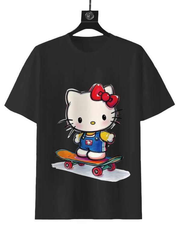 Sanrio Skateboard Hello Kitty Graffiti Tee Red T-Shirt with Cartoon Character Design for Fans of Sanrio Characters