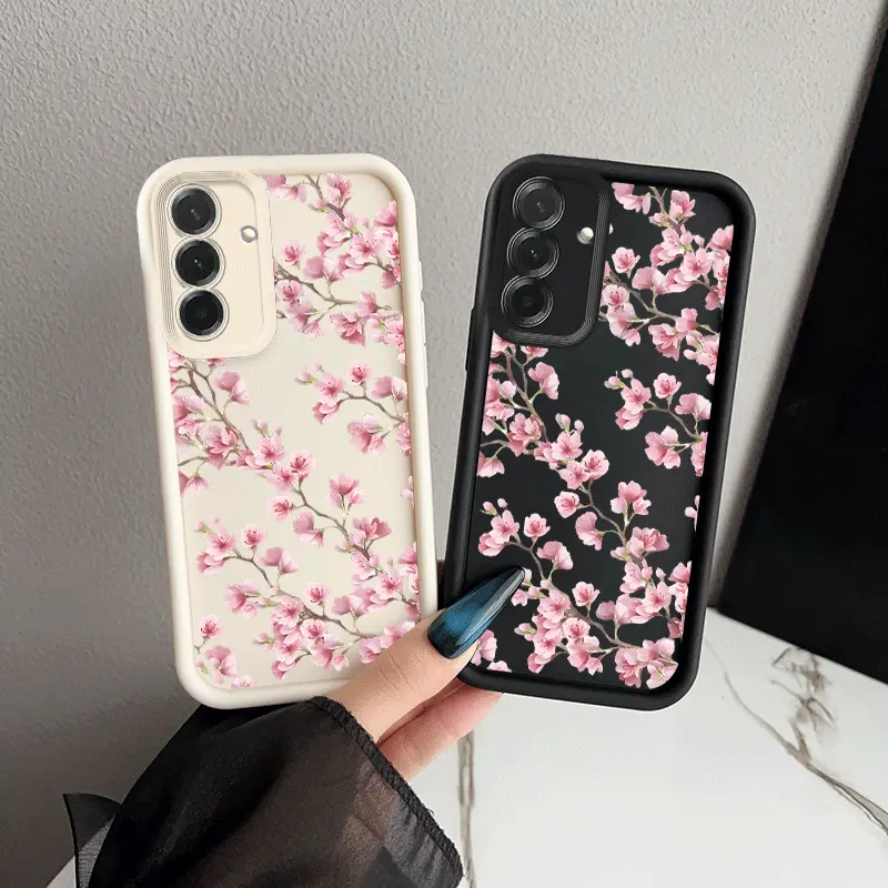 Pink Cherry Blossom Branch TPU Smartphone Case - Shockproof, Drop-Proof Cellphone Casing for Samsung Galaxy A12 A13 A14 A15 A16 A17 A21S A22 A23 A24 A25 A26 A32 A33 A34 A35 A36 A52 A53 A54 A55 A56 S21Ultra S22 S25 - Mobile Phone Accessory with Protection