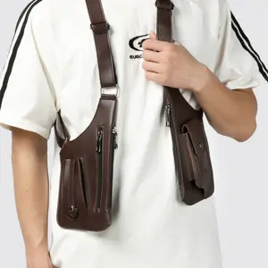 Men's vintage underarm crossbody multifunctional shoulder bag, women's outdoor phone bag, strap crossbody bag, vintage backpack with underarm crossbody bag, multifunctional shoulder bag, men's outdoor phone vest bag, a gift for male friends