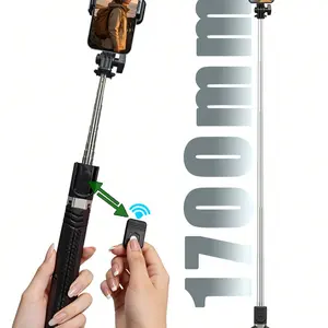 1700mm Extendable Selfie Stick Tripod with Bluetooth-compatible Remote, Foldable Phone Monopod for Stable Live Streaming & Vlogging