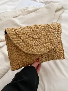 Women's Fashionable Straw Clutch, Boho Style Handbag for Daily Used, Casual Trendy Versatile High-quality Daily Commuting Bag, Girl Fashionable Shopping Bag