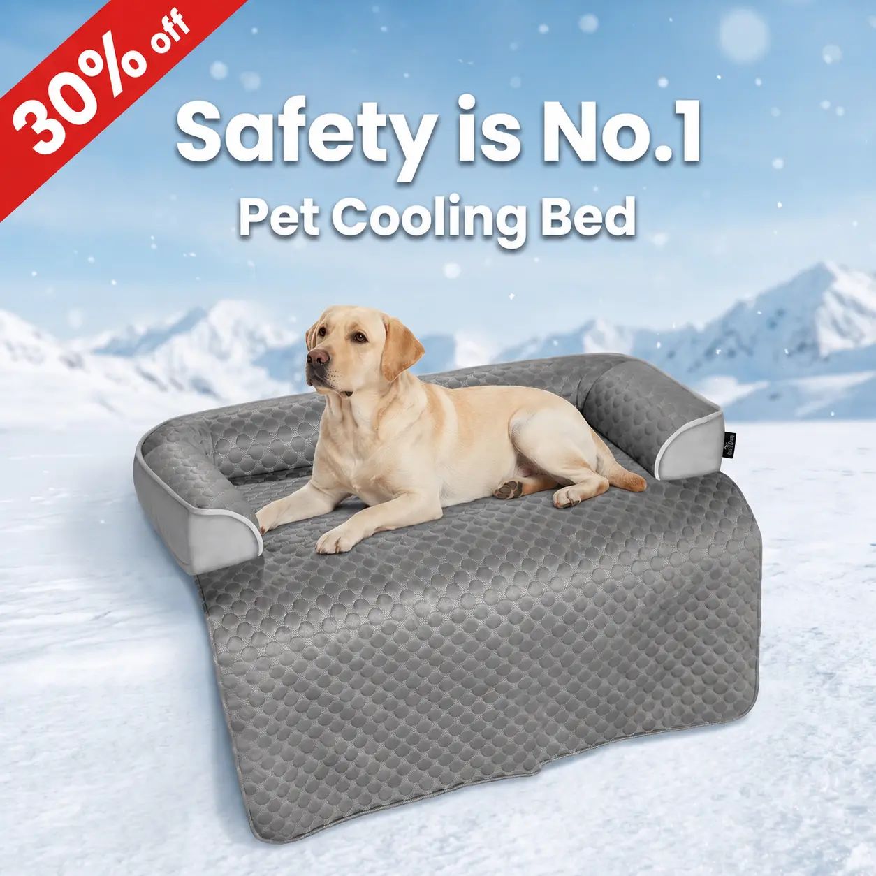 BluniqueCooling Dog Couch Bed& sofa , Q- Max >0.35Washable Waterproof Non-Slip Pet Mat with Bolster Sides for Home, washable Car & Outdoor Use