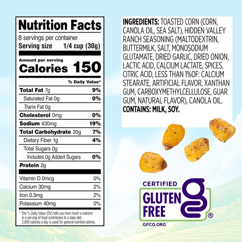 Snak Club Family Size Hidden Valley Ranch Toasted Corn E-Comm 8.5 Ounce, 3 Pack Bundle