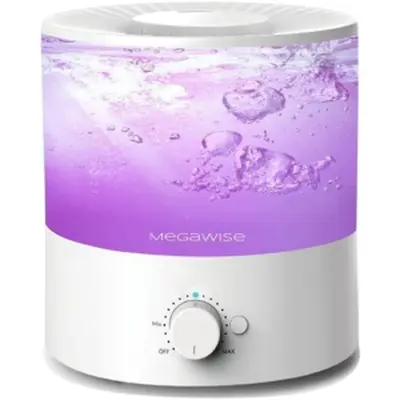 MegaWise 2-Pack Cool Mist Humidifiers - Super Quiet Ultrasonic, 2L Top-Fill, Essential Oil Diffuser With Auto Shut-Off (for Bedroom, Nursery, Office)