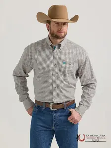 MENS WRANGLER SHIRT RELAXED FIT BROWN/GREEN 112352714