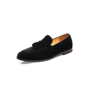 Men's Business Solid Color Tassel Decor Slip on Dress Shoes, Fashionable Round Toe Loafers for Work Office, Lightweight Breathable Comfortable Shoes for Daily Wear, Mom Gifts