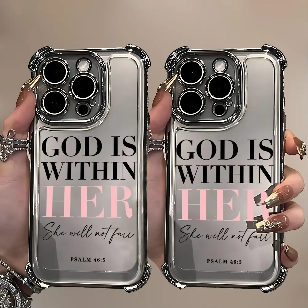 Pink Poem Christian Quotes Aesthetic Phone Case, TPU Shockproof Full Protection Case with Electroplated Frame, Compatible with iPhone 17/16/15/14/13/12/11 PRO PROMAX PLUS AIR X XSMAX, Ideal Gift for Friends and Family, SJQNDD23