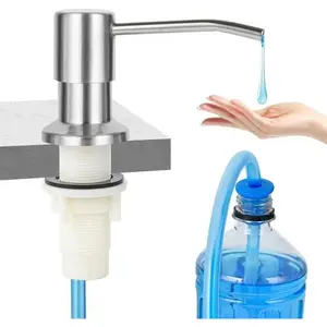 47 Inch Extension Tube Kitchen Sink Soap Dispenser, Brushed Nickel Finish Stainless Steel Countertop Liquid Soap Pump Dispenser