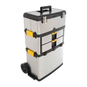 Stalwart 3-Part Tool Box Stainless-Steel Organizer w/Wheels