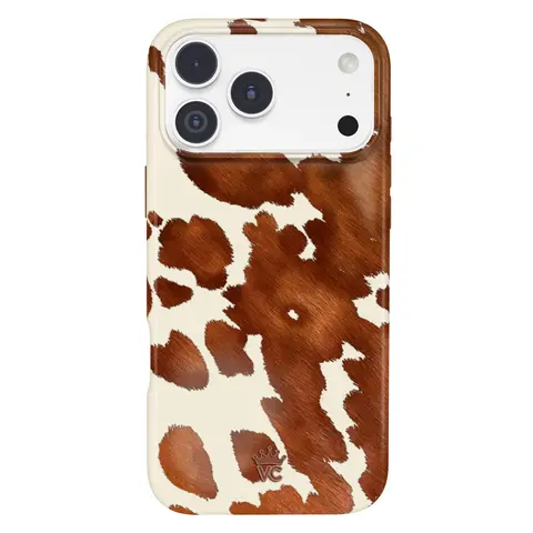 Velvet Caviar Cocoa Cow Animal Smartphone Case - Cute Heavy-Duty Shockproof Drop-Protection TPU & Polycarbonate Glossy Spots Cover - Wireless Magnetic Cellphone Protector for iPhone 15,16,17,18 Series