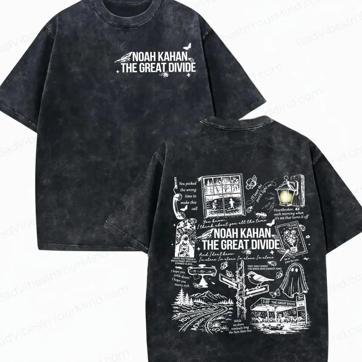 Great Divide Tour Wash Shirt, Comfort Color Tee, Porch Light On Concert Shirt, Tour Merch