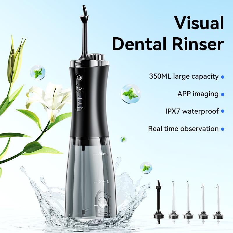 Oral irrigator Visual Water Flosser C2 with 10 MP Camera for Teeth, 2 Modes 12 Gears IPX7 Portable 350ML Water Tank.Very suitable for giving to your relatives, friends and family on Christmas, birthdays, graduation season, and other festivals flossing