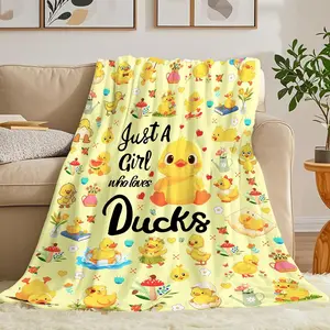 Duck Blanket Gifts for Girls Women Soft Flannel Duck Throw Blanket Gifts for Ducks Lovers Birthday Gifts Decor Stuff 60"x50", Printed on One Side with a Plain White Back, Halloween Thanksgiving Christmas Gift