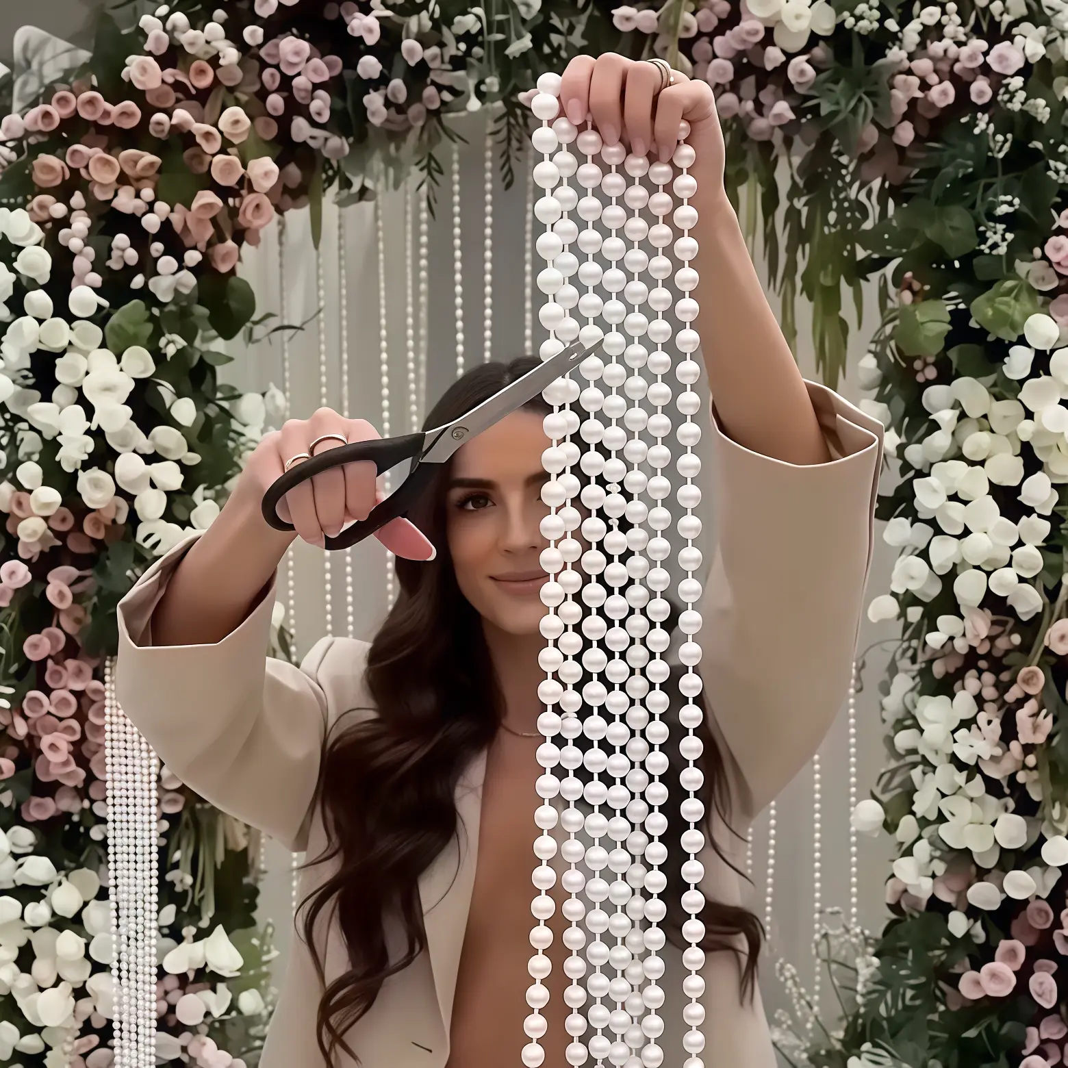 40Ft Simulated Pearl Chain for Wedding | Acrylic, Versatile for Spring Wedding Decor, Beaded Bouquet, Luxurious Atmosphere, Cuttable for Valentine'S Day, Easter, Wedding Planning Party Decoration Supplies Decorations Accessories holiday event