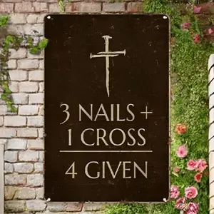 Christian Faith Iron Tin Sign Religious Wall Decor Engraved Metal Plaque Christian Home Accent for Easter Celebrations