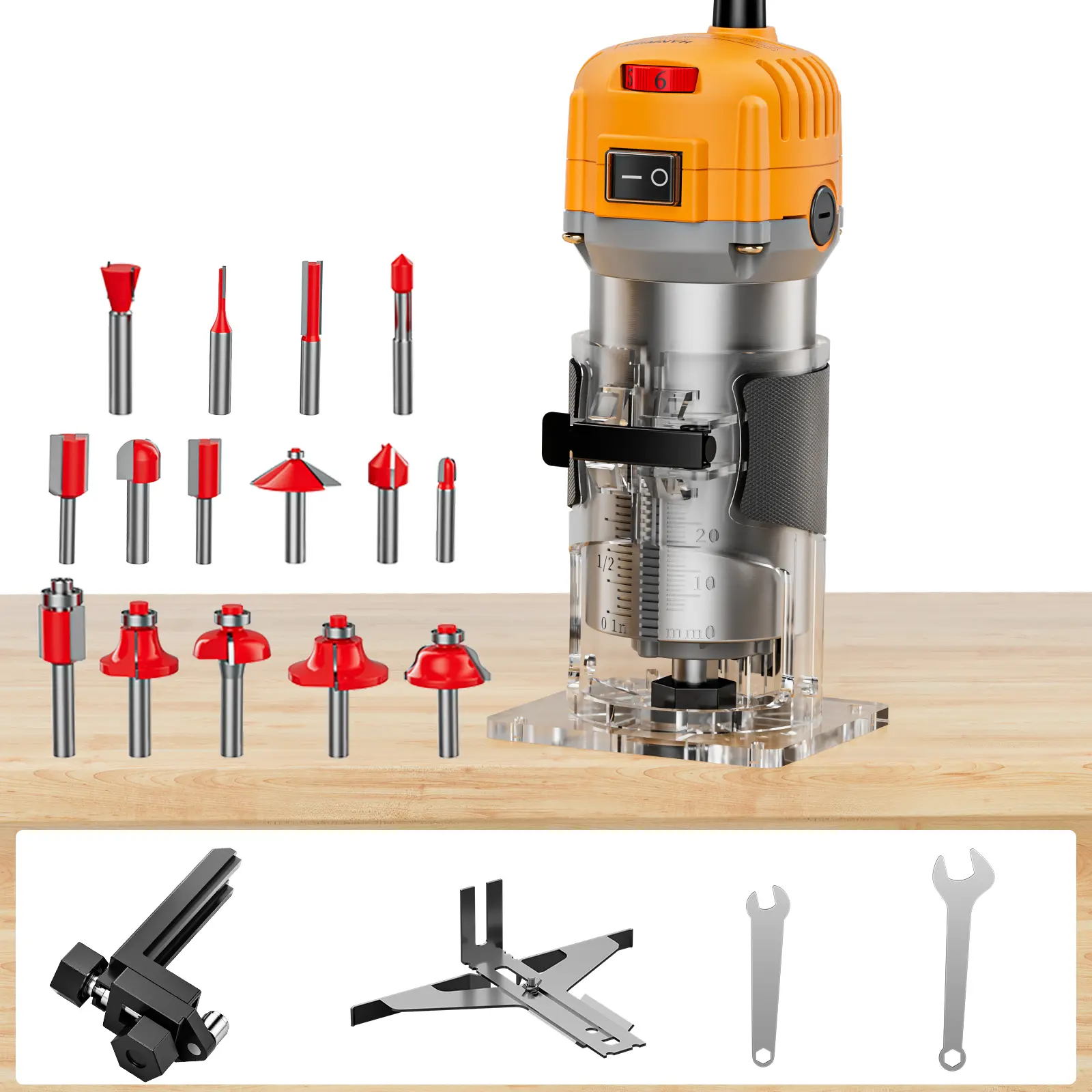 Upgraded edge trimming machine wood router, compact woodworking edge trimming router tool wired, woodworking router, suitable for woodworking slot milling and edge trimming, router power tool, gift for recipient