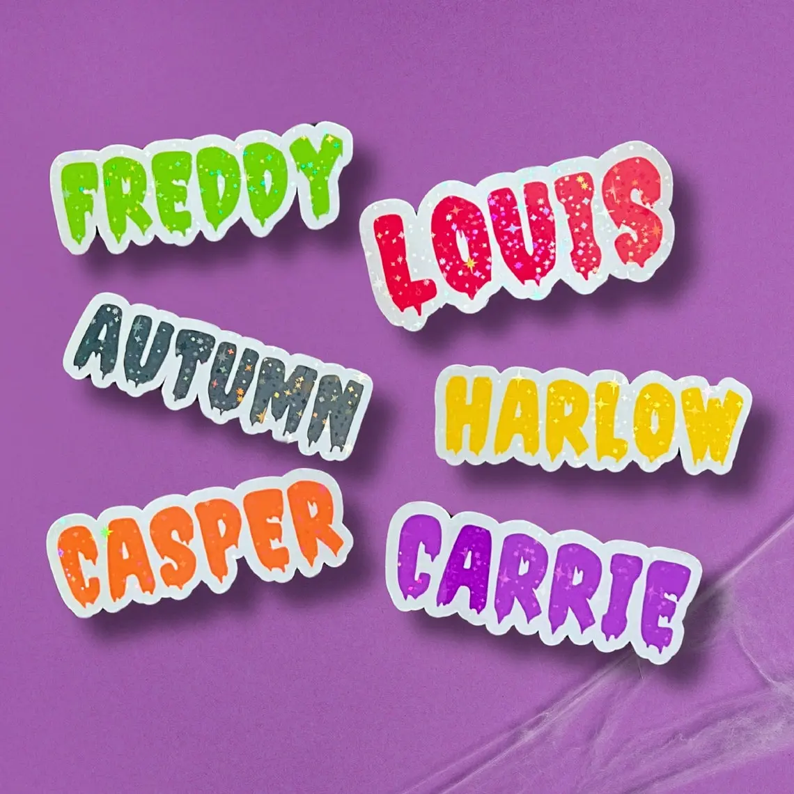 Spooky Halloween Personalized Holographic Name Sticker Gothic Drip Letters 3 4 5 6 7 8 Inch Party Decorations