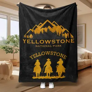 Yellowstone National Park Pattern Blanket, 1 Count Soft Throw Blanket, Air-conditioned Room Blanket, Warm Nap Blanket for Home & Office, Slogan Print Blanket