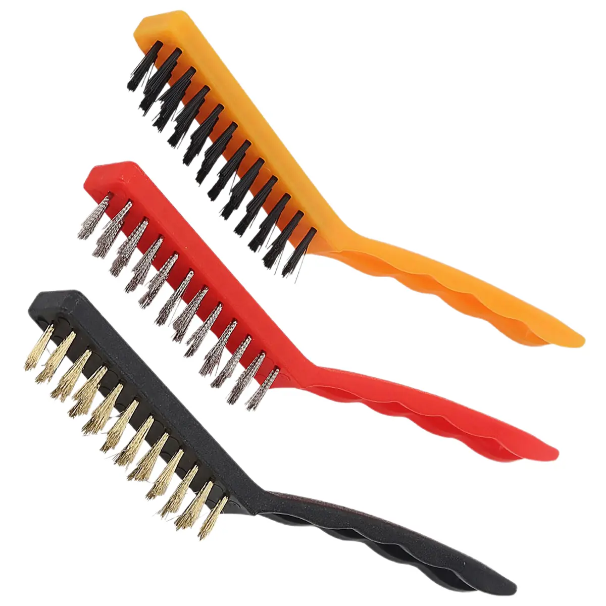 3 Counts Wire Brushes for Cleaning, Tough Bristle Brushes for Deep Cleaning, Nylon & Hard Bristle Scrub Set - Easy Grip