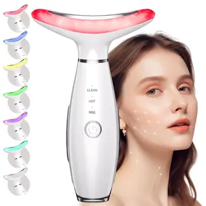 7 Color Face & Neck Beauty Meter, Rechargeable Face & Neck Massager, Home Rechargeable Facial Care Tool, Beautiful Gift for Girls, Facial Beauty Massagers