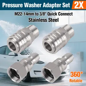 NowWash M22-14mm Pressure Washer Quick Connect Coupler, One Hand Hose Connector, Quick Release Fitting for Power Washer Hose, Car Wash Tool, Fast Snap Connect, Leak-Free Durable Adapter Replacement