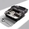 304 Stainless Steel Thermal Bento Box - BPA-Free 3-Compartment Anti-Leak Microwave-Safe Lunch Box with Chopsticks, Durable Easy-to-Clean Food Storage Container & Lid for School/Office