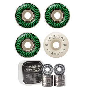 Spitfire Skateboard Wheels 52mm 101A Formula 4 Classics with Bronson Pro G3 Bearings