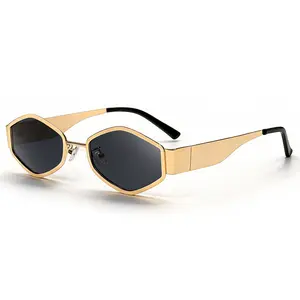 SUNGAIT Women's Metal Frame Sunglasses Hexagonal Retro Punk UV400 Shades Trendy Casual Streetwear Modern Sun Glasses Beach Accessories Gift SGT326