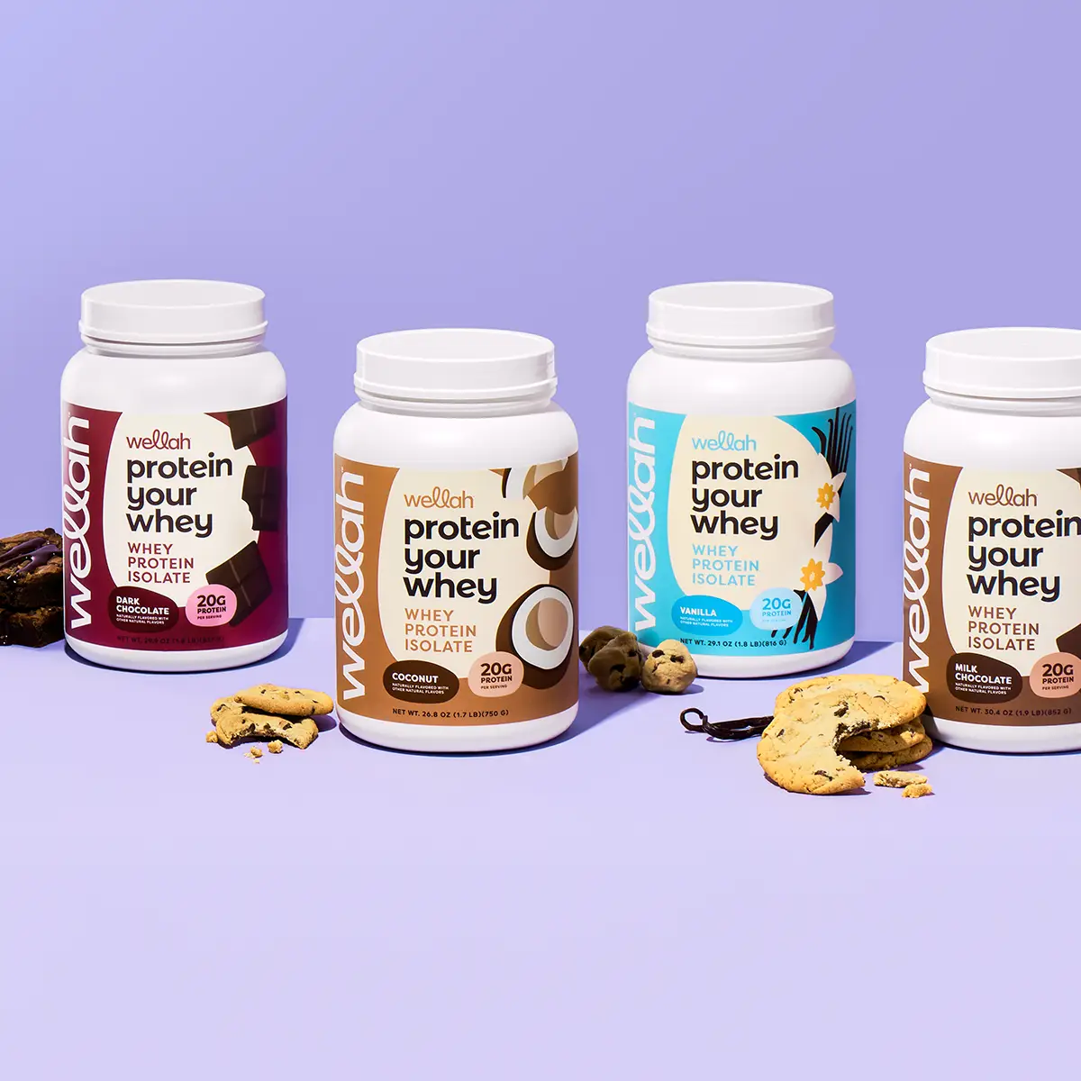 Wellah Grass-Fed Whey Protein | Protein Supplement | 20g of Protein Per Serving | 30 Servings