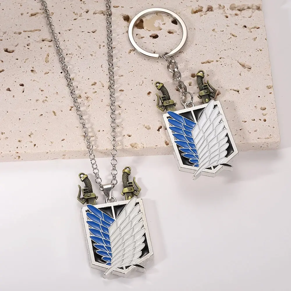 Anime Attack on Titan Necklace Shingeki No Kyojin Wings of Freedom Survey Sword Punk Necklace for Women Men Cospaly Jewelry