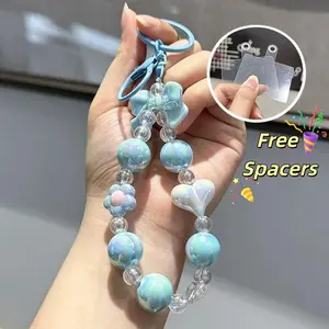 Trendy Kawaii Acrylic Beaded Key Holder Pastel Aesthetic Cute Bag Accessory
