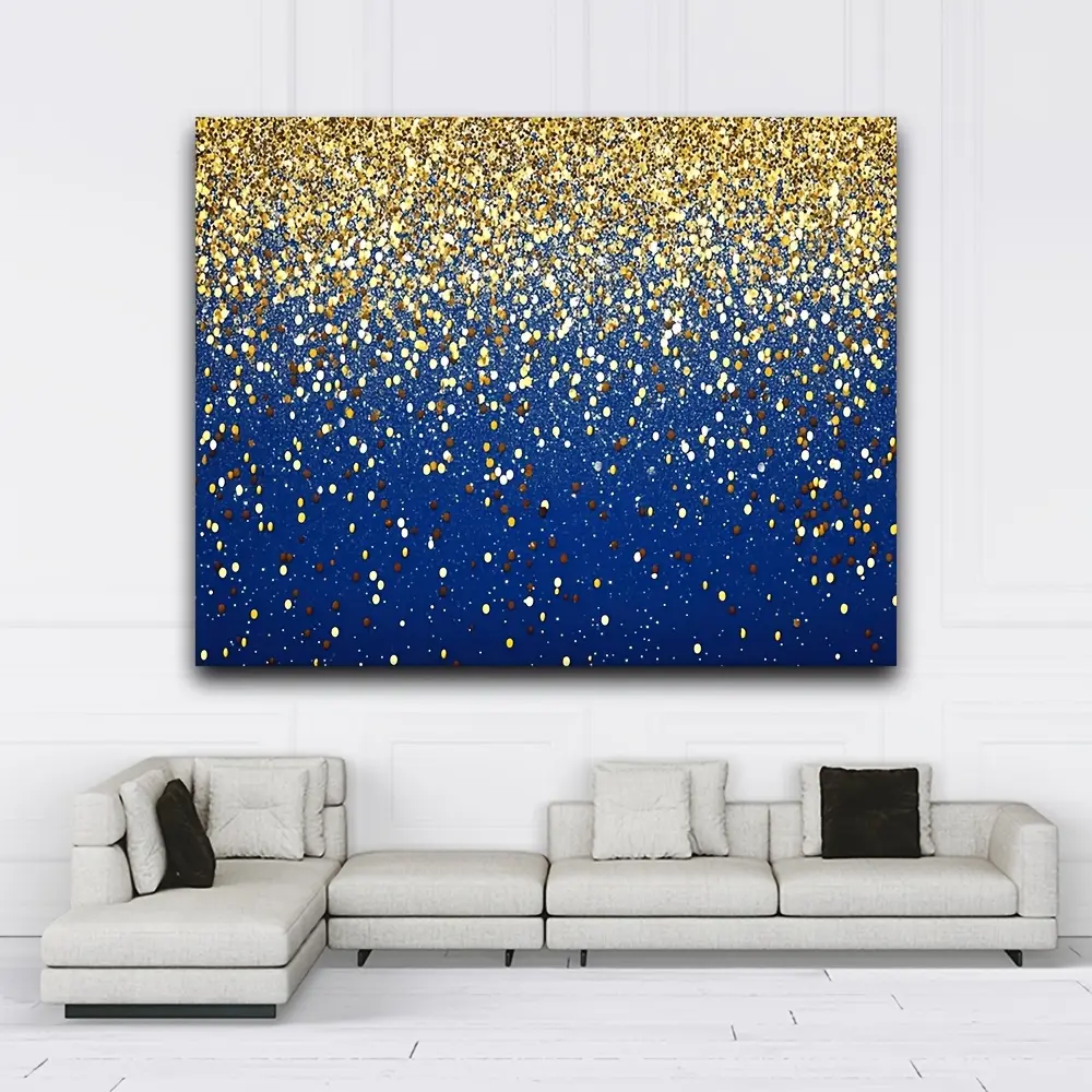 Royal Blue Bokeh Backdrop Elegant Party Backdrop Golden Light Spots Background Cloth Photography Tapestry Wall Hanging Photography Background Polyester Fiber Wedding Graduation Birthday Event Studio Decor Studio Prop Wall Scene